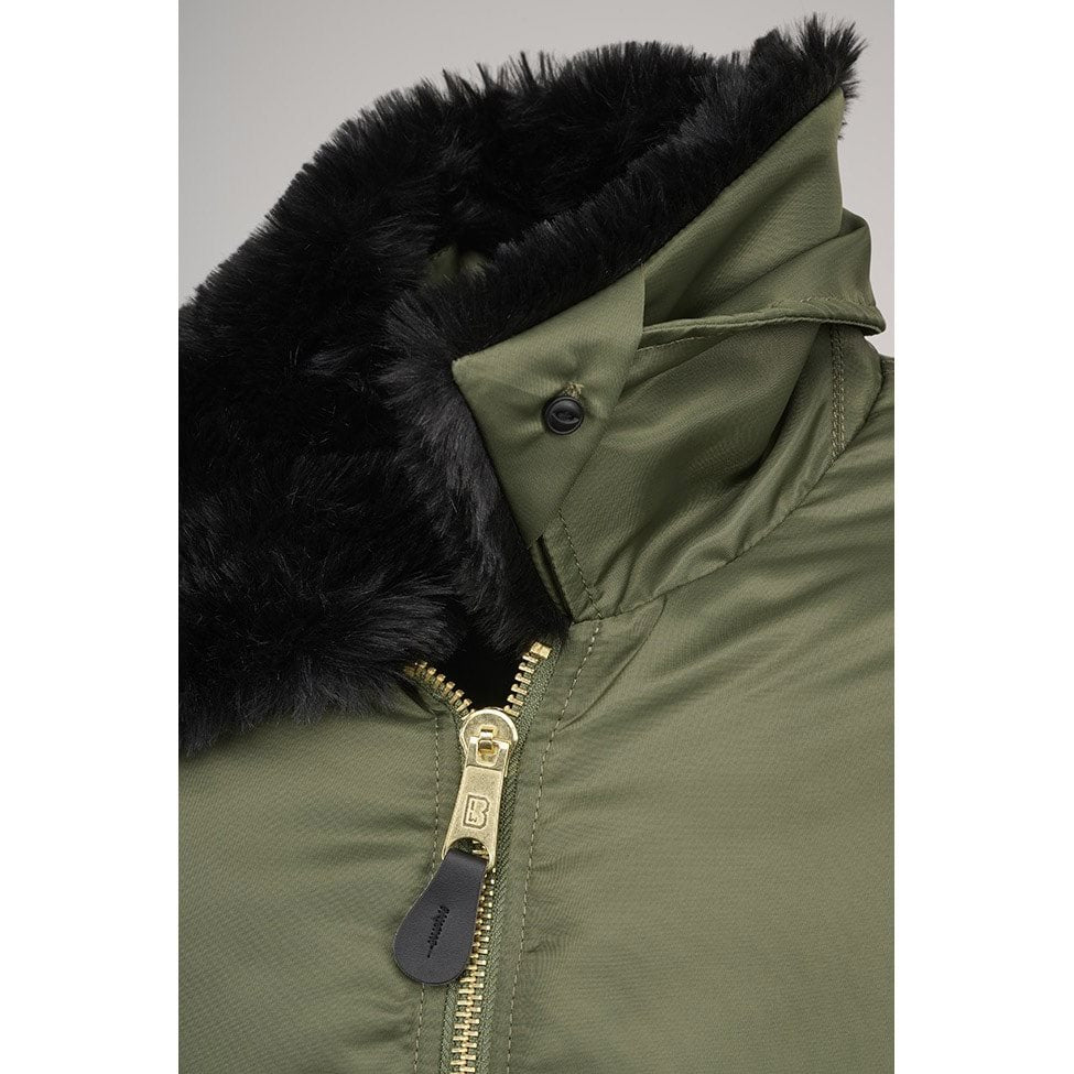 Chaqueta MA2 verde con cuello desmontable