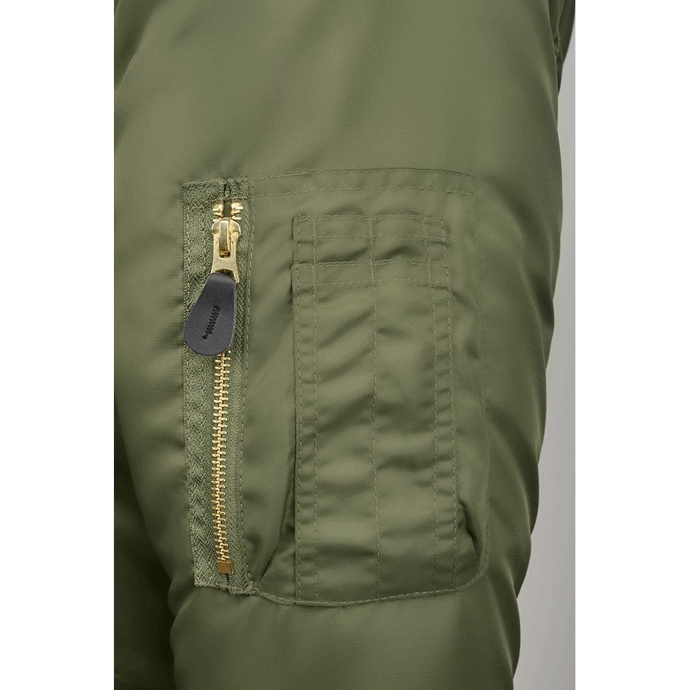 Chaqueta MA2 verde con cuello desmontable