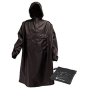 Poncho impermeable SENTINEL negro con bolsillo para guardar la prenda