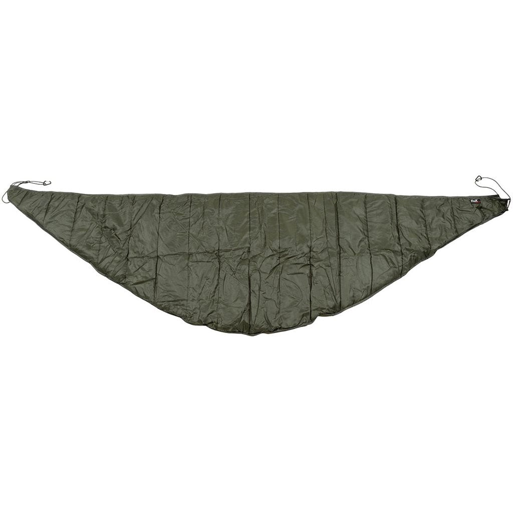 Manta aislante underquilt verde para hamaca con mosquetones y bolsa de compresión