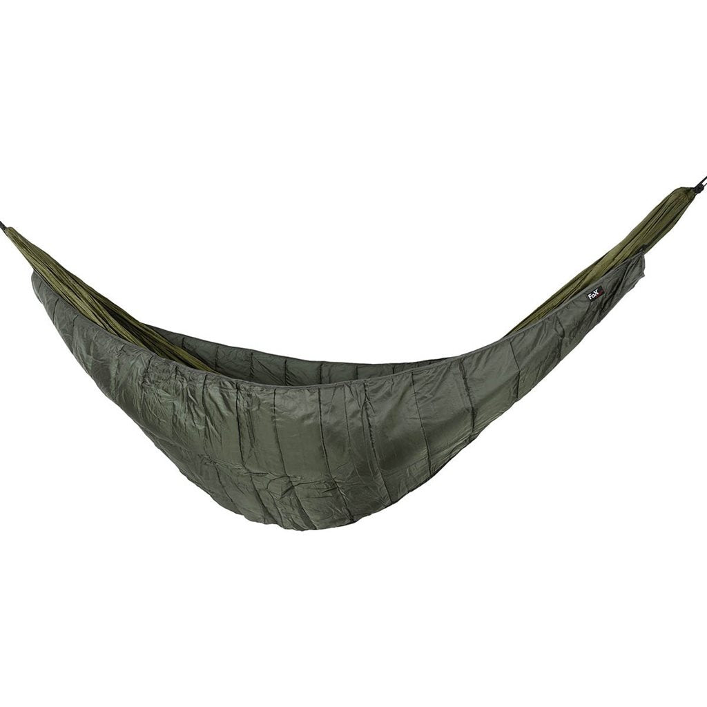 Manta aislante underquilt verde para hamaca con mosquetones y bolsa de compresión