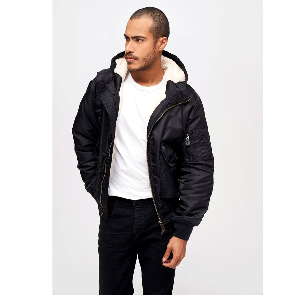 Chaqueta piloto CWU acolchada con capucha negra 3188-2