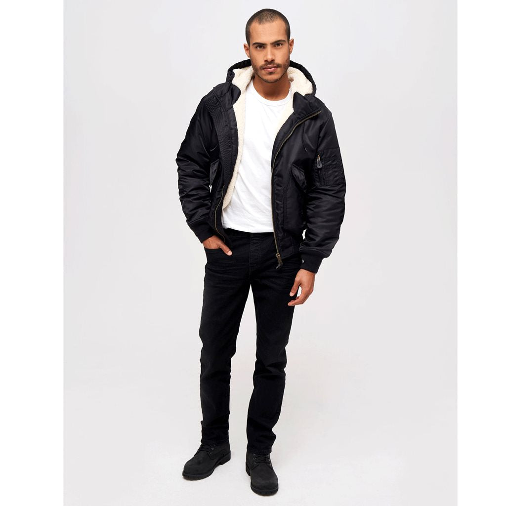 Chaqueta piloto CWU acolchada con capucha negra 3188-2