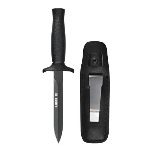 Daga Raider III negra con hoja mate y funda con clip