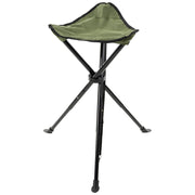 Taburete plegable verde con patas telescópicas ajustables 45-55 cm, asiento de nylon
