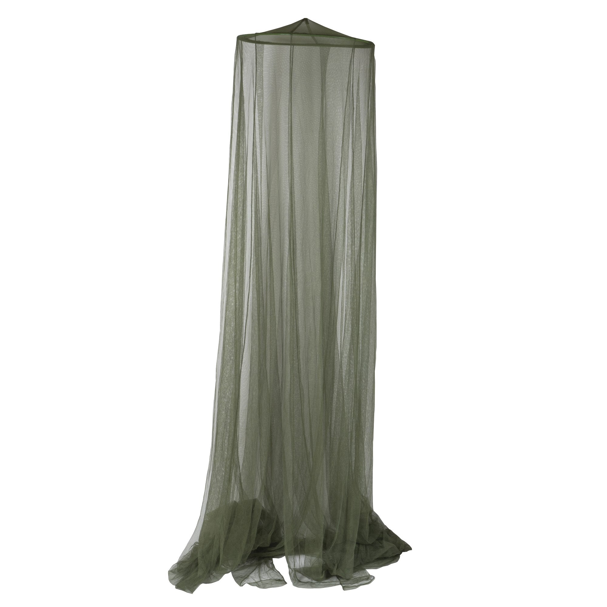Mosquitera colgante verde para cama individual con anillo metálico