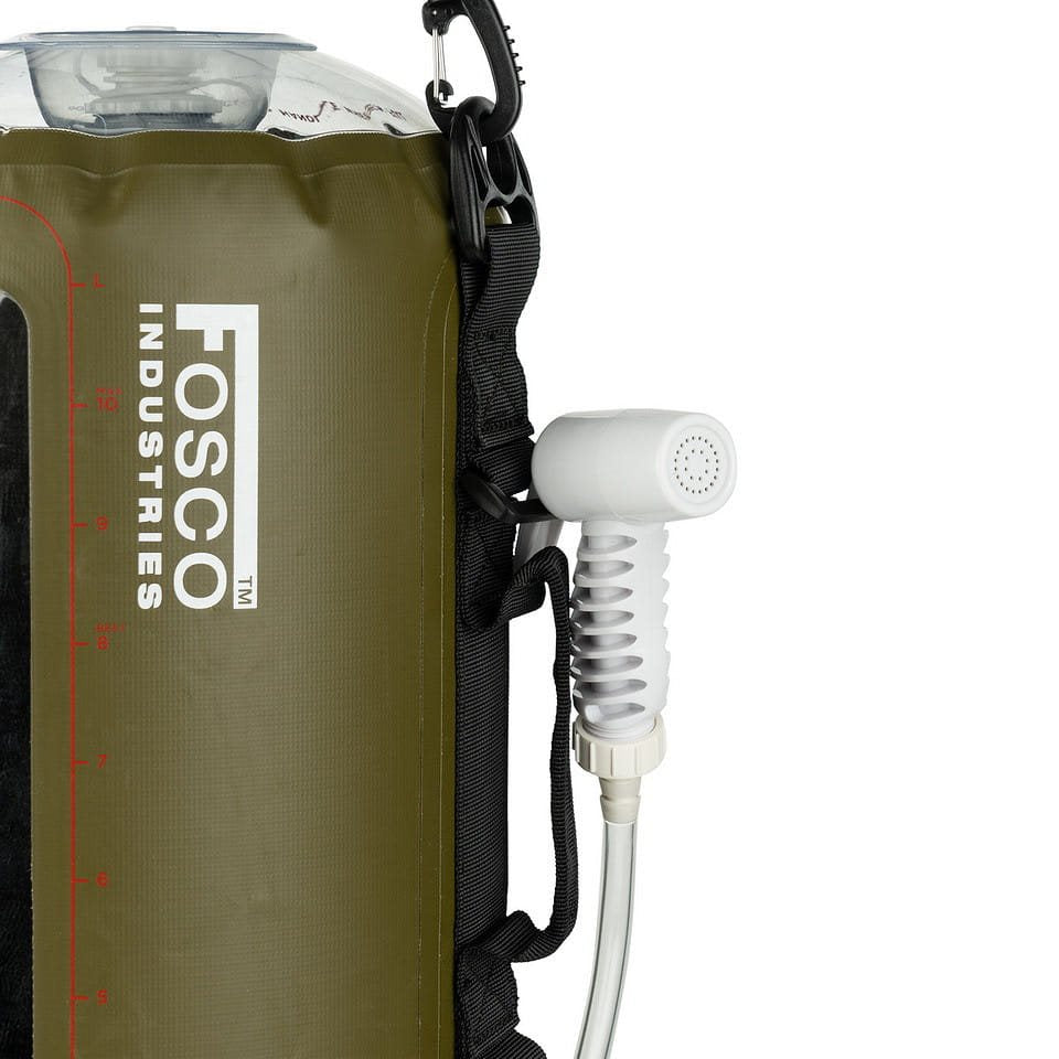 Ducha solar portátil 12 L verde en PVC 500D con bomba