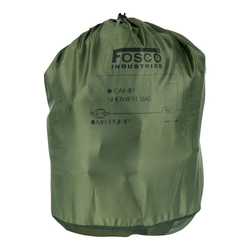 Ducha solar portátil 12 L verde en PVC 500D con bomba
