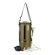 Ducha solar portátil 12 L verde en PVC 500D con bomba