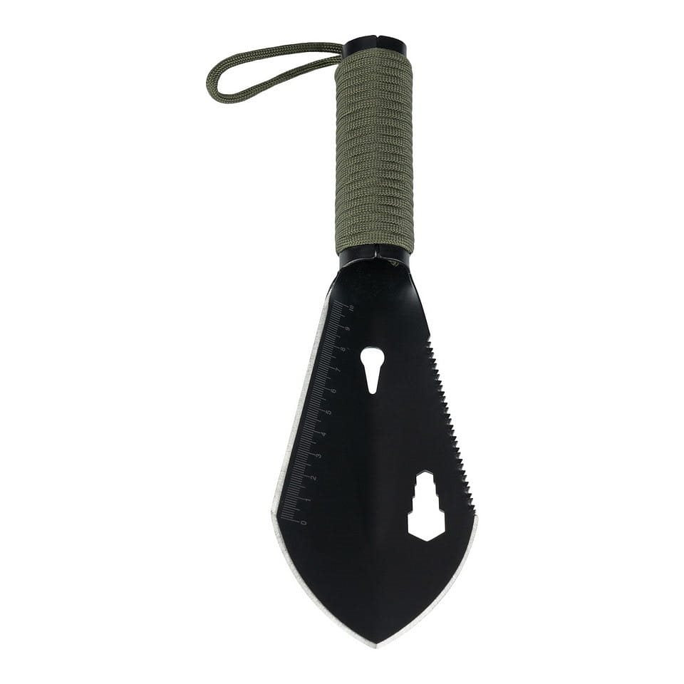 Pala ligera SURVIVAL 7en1 negra con paracord para trekking