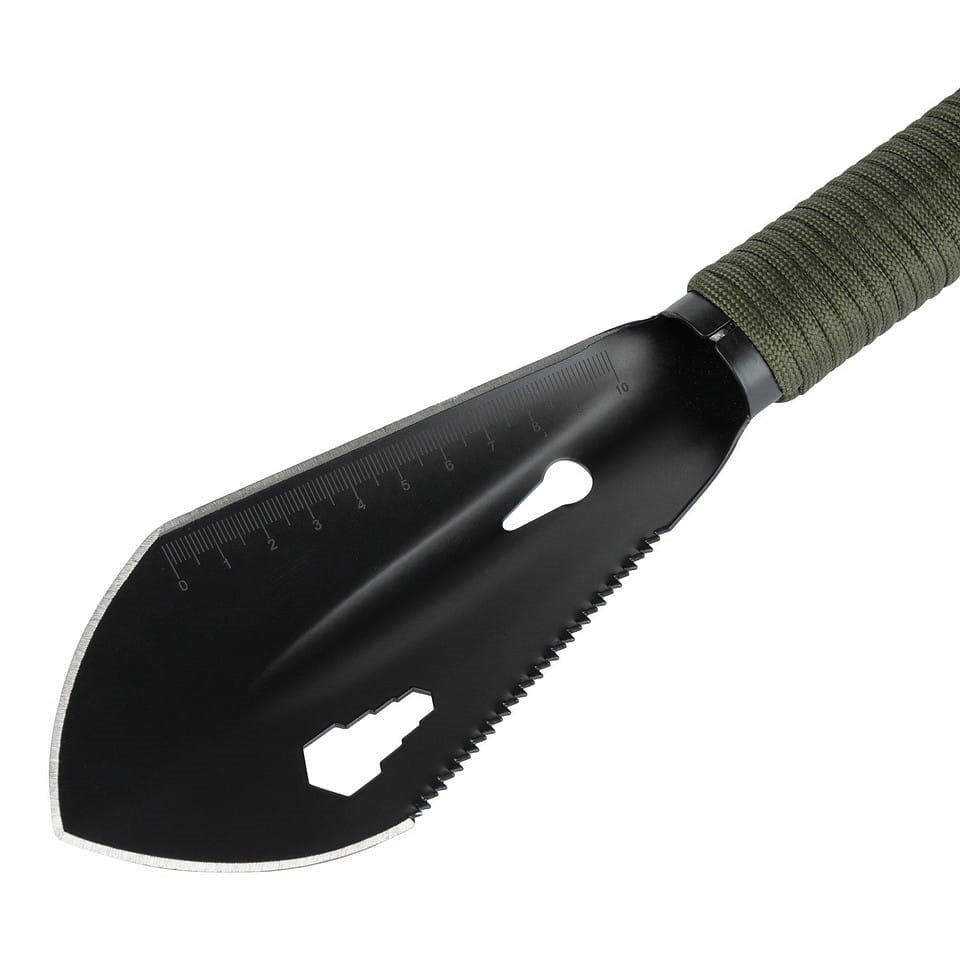 Pala ligera SURVIVAL 7en1 negra con paracord para trekking