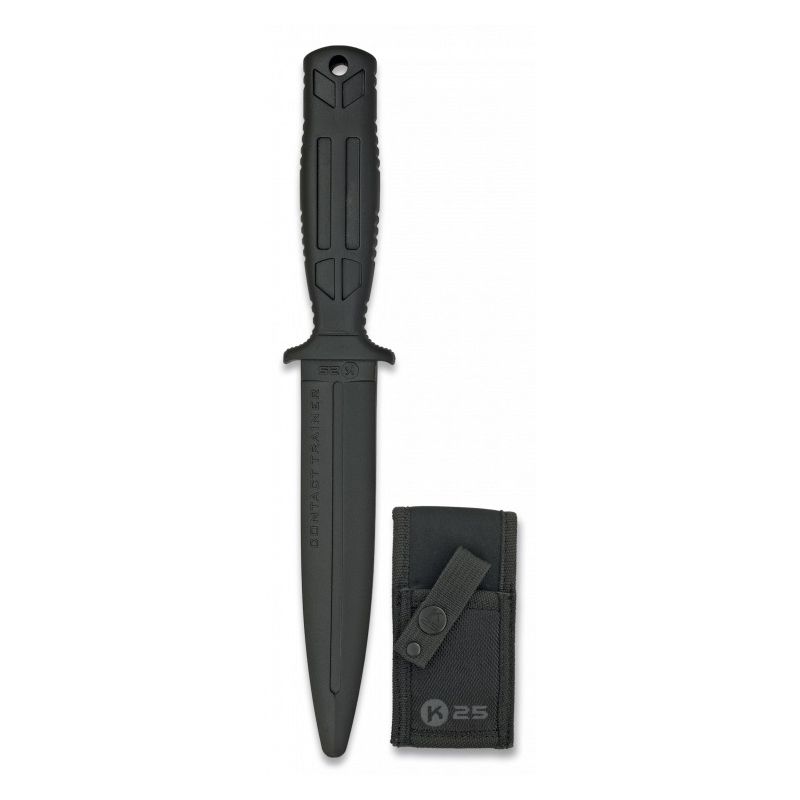 Cuchillo de entrenamiento K25 de goma negro con funda de nylon