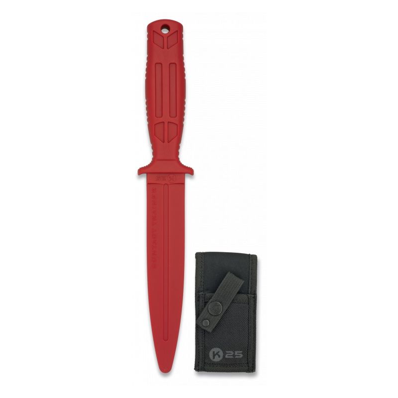 Navaja de entrenamiento K25 de goma roja con funda de nylon
