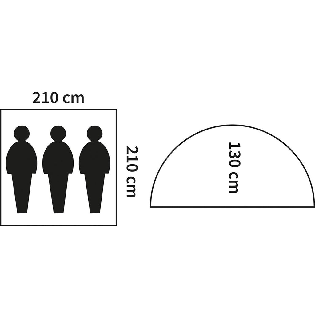 Tienda Monodom para 3 personas verde, 210x210x130 cm, con mosquitera y funda de transporte