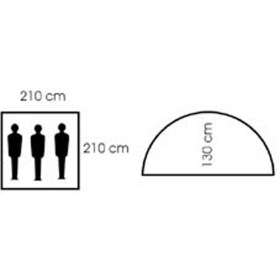 Tienda Monodom para 3 personas verde, 210x210x130 cm, con mosquitera y funda de transporte