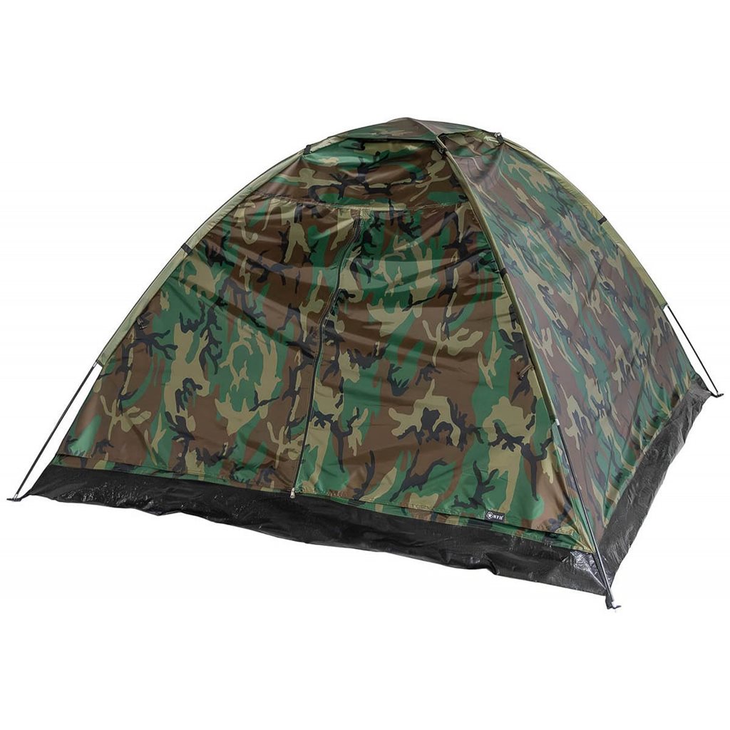 Tienda MONODOM para 3 personas 210 x 210 x 130 cm patrón Woodland, con mosquitera