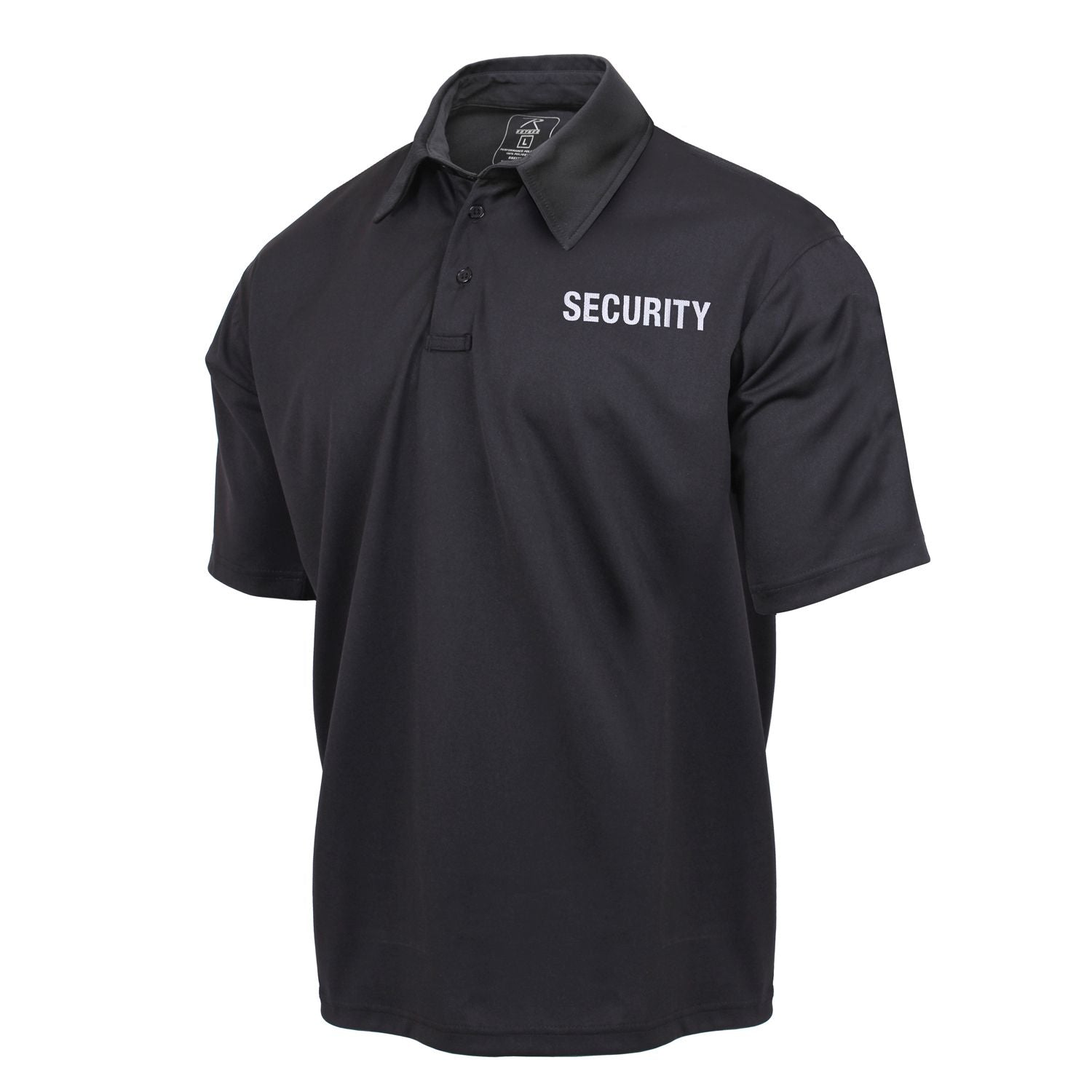 Polo negro SECURITY manga corta secado rapido 100% poliester