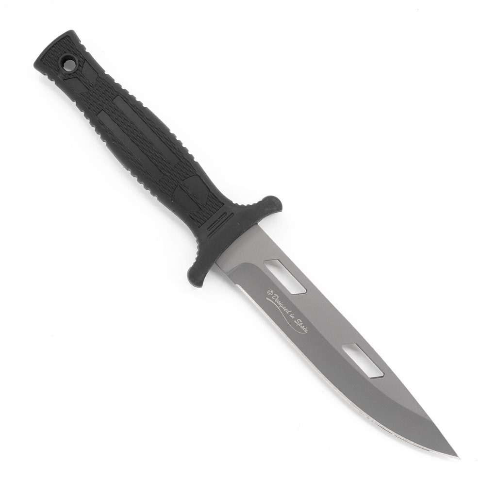 Cuchillo táctico K25 32193 de hoja fija color negro