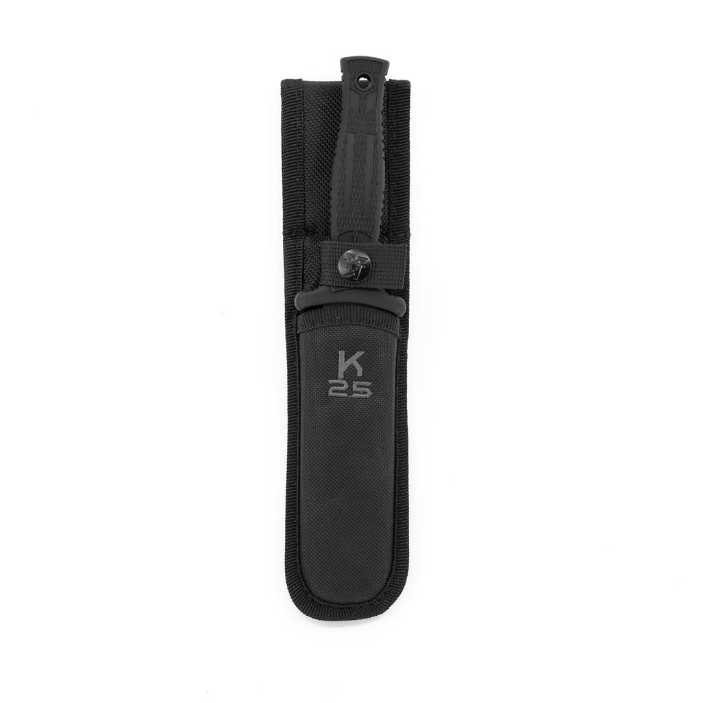 Cuchillo táctico K25 32193 de hoja fija color negro