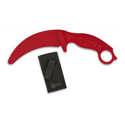 Karambit de entrenamiento de goma rojo con funda de nylon