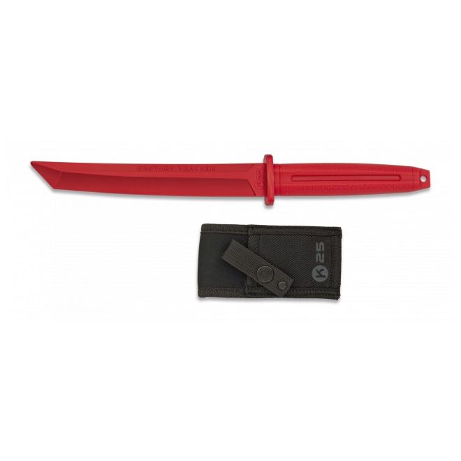 Cuchillo de entrenamiento TANTO de goma rojo tipo karambit con funda de nylon