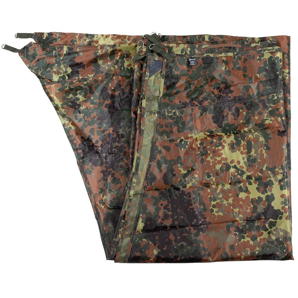 Lona impermeable Hexagon-Tarp 3,4×3,1 m FLECKTARN con 9 anillas, 8 piquetas y 8 cuerdas
