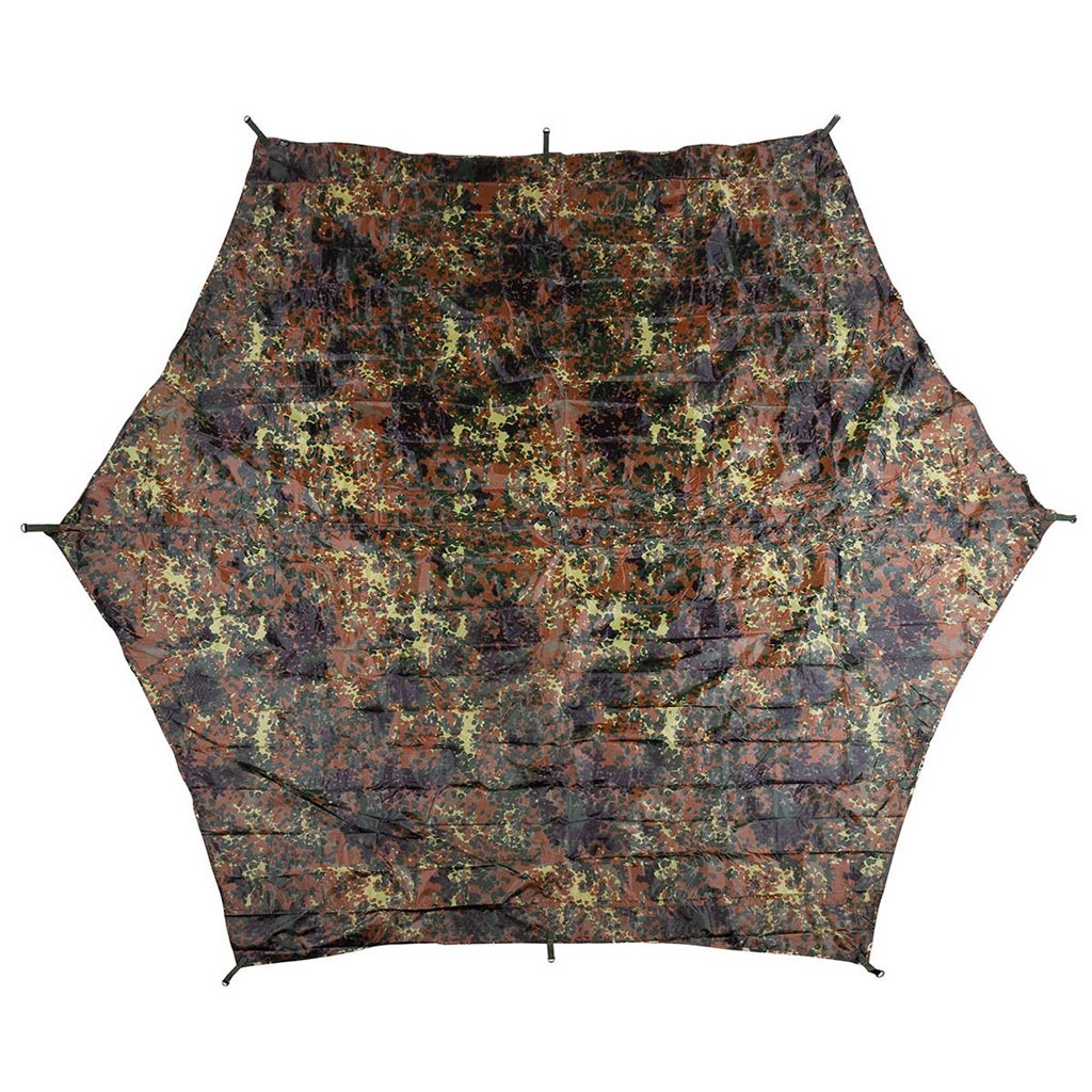 Lona impermeable Hexagon-Tarp 3,4×3,1 m FLECKTARN con 9 anillas, 8 piquetas y 8 cuerdas