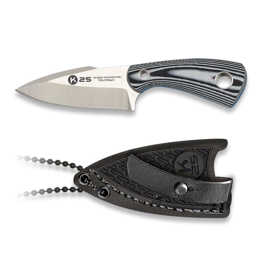 Cuchillo BOOT 32561 negro, hoja fija de acero 7Cr17Mov y mango G10