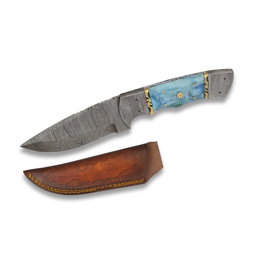 Cuchillo BLUE BONE de acero damasco