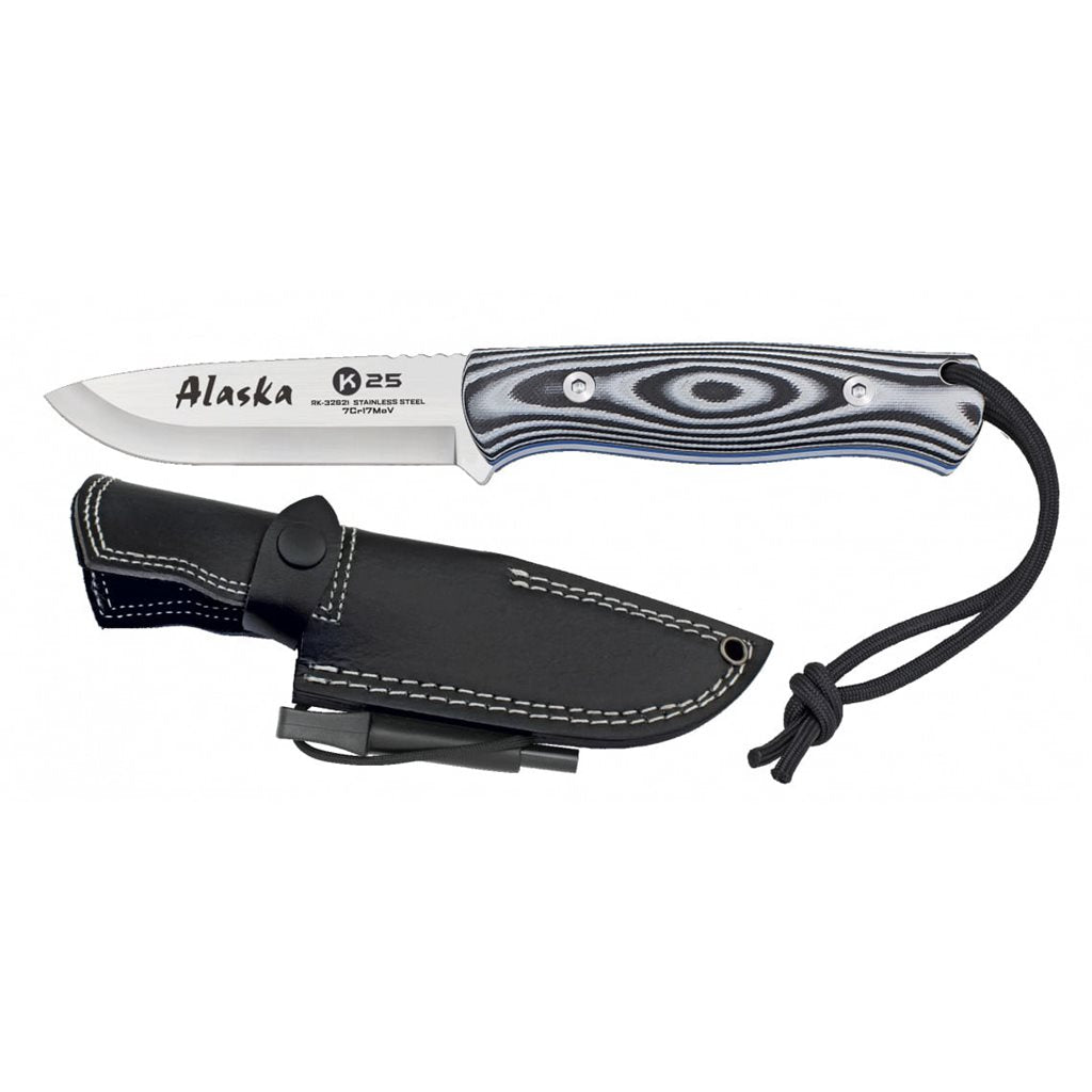 Cuchillo ALASKA 11 con hoja fija y funda, acero 7Cr17Mov, mango G10 antideslizante