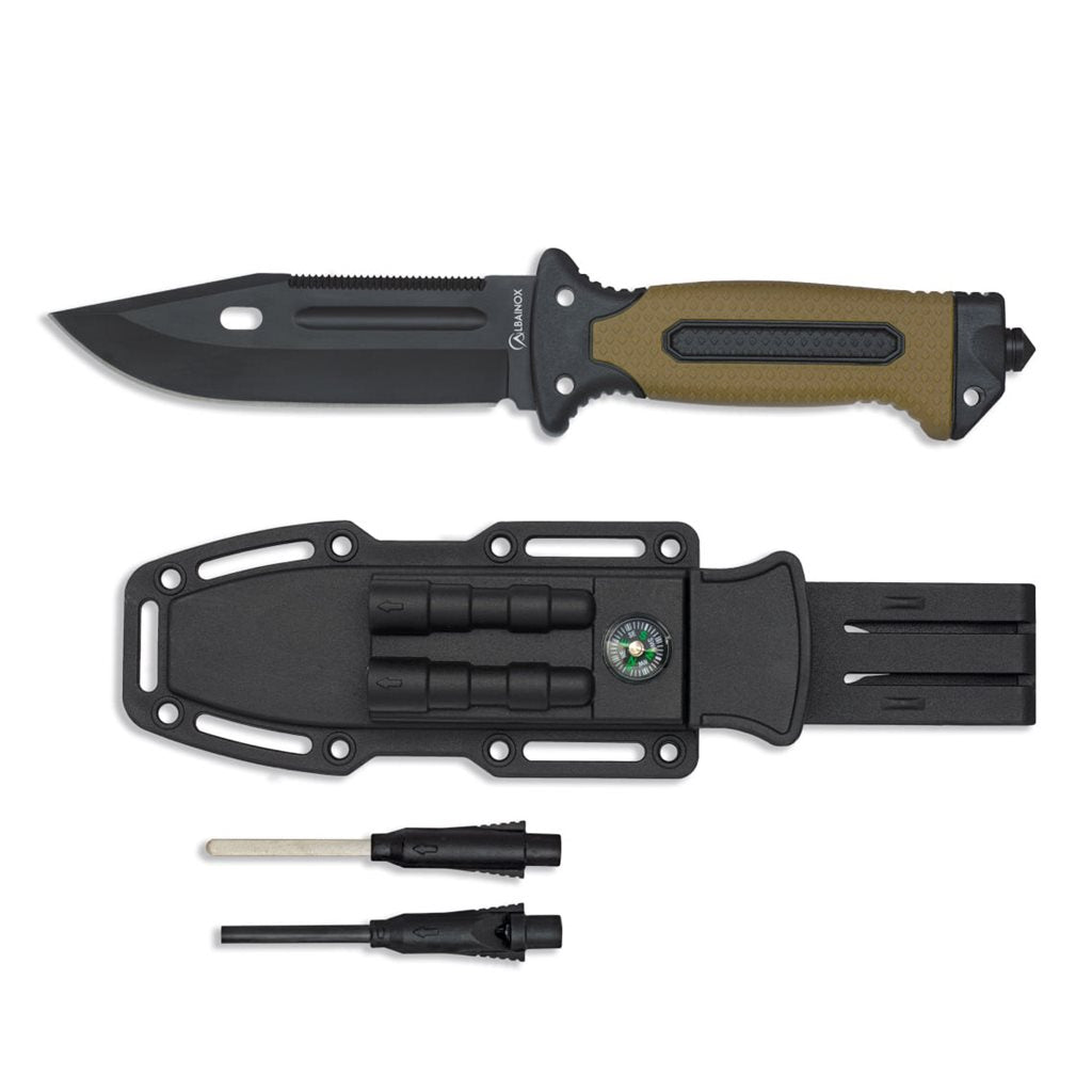 Cuchillo tactico COYOTE con funda y accesorios survival