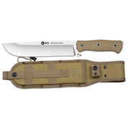 Cuchillo tactico full-tang con mango G10 y funda COYOTE, hoja 7Cr17Mov 4,8 mm