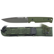 Cuchillo fulltang 32756 verde con funda, diseño inspirado en cuchillos tacticos clasicos