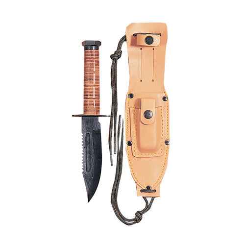 Réplica cuchillo supervivencia US Pilot's con hoja parkerizada y funda de cuero