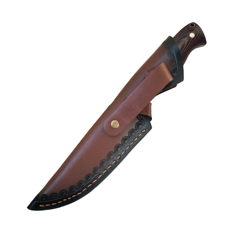 Cuchillo BRIGHTFULL full-tang con funda de cuero decorada