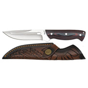 Cuchillo BRIGHTFULL full-tang con funda de cuero decorada