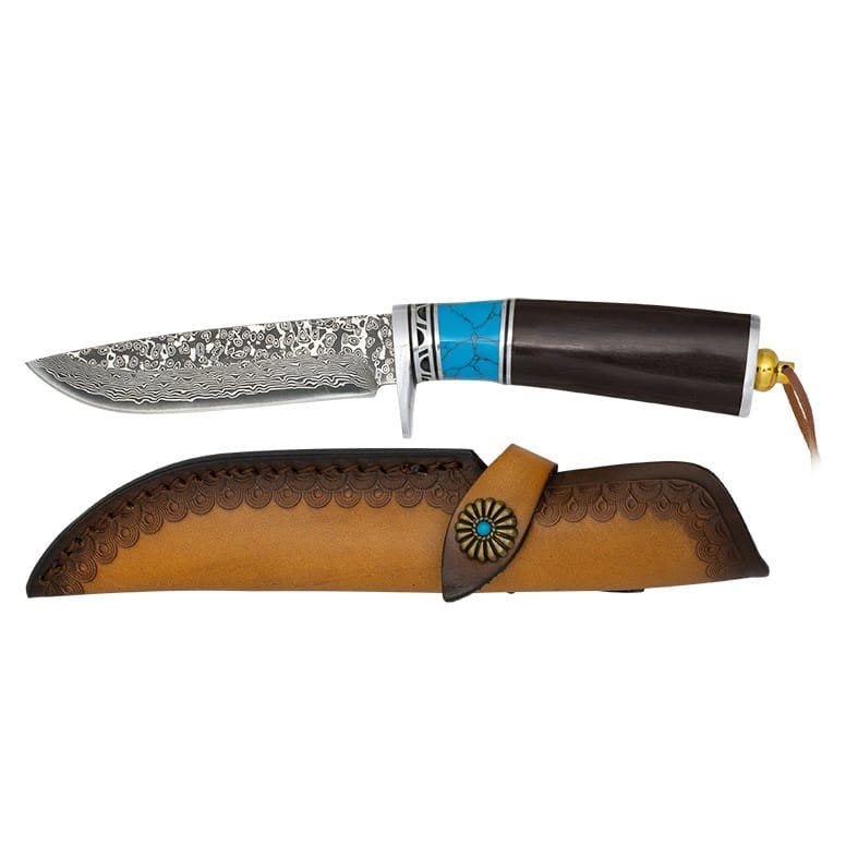 Cuchillo de caza 32789 con hoja de Damasco y acabado robusto