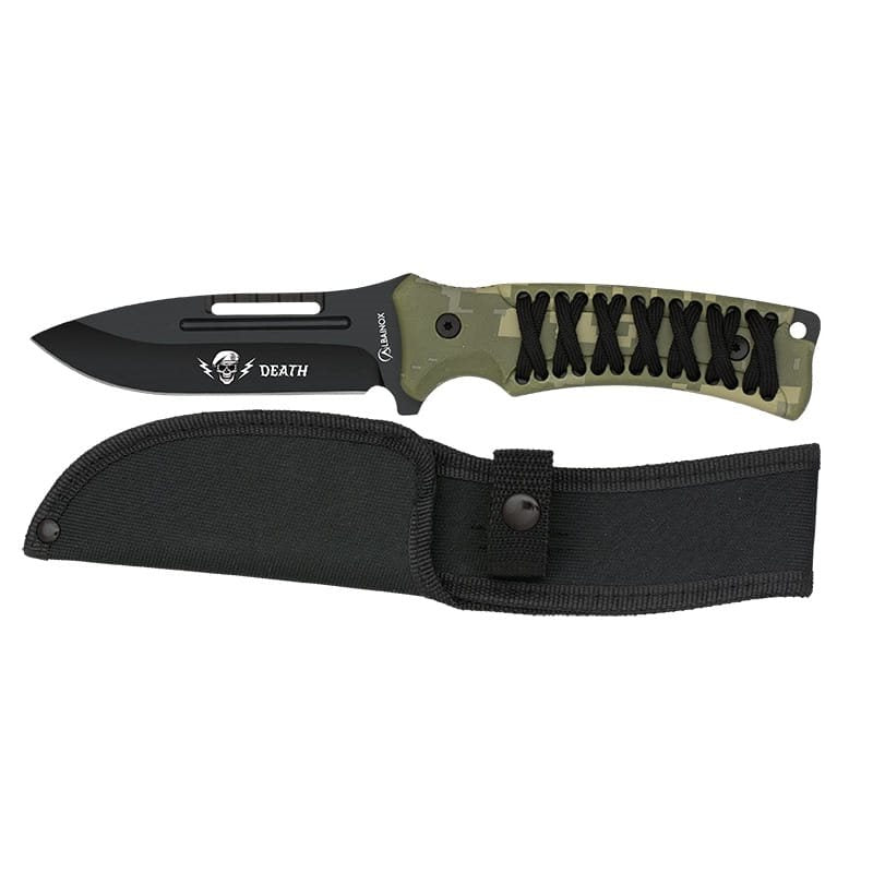 Cuchillo SPORTS AT-DIGITAL con empuñadura envuelta en cordón y funda de nylon