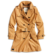 Trenchcoat marrón de algodón para mujer con doble botonadura, estilo militar