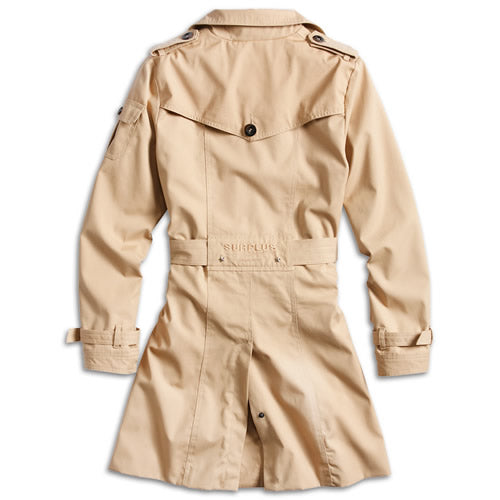 Trenchcoat marrón de algodón para mujer, doble botonadura, inspirado en abrigos militares británicos del s. XIX
