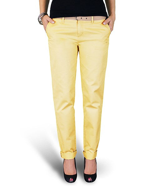 Pantalones chinos para mujer XYLONTUM color arena