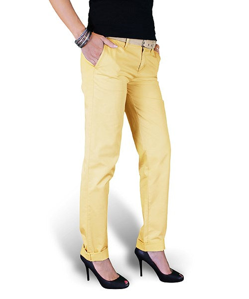 Pantalones chinos para mujer XYLONTUM color arena