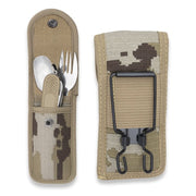 Set de cubiertos para camping con cuchillo, tenedor y cuchara y funda de nylon 33041-COYOTE