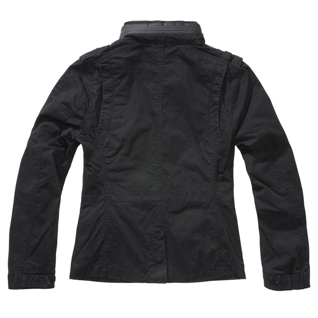 Chaqueta BRITANNIA mujer negra, algodón, 5 bolsillos, capucha y cintura ajustable