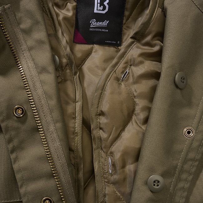 Chaqueta M65 Standard mujer verde BRANDIT con 4 bolsillos y forro interior desmontable
