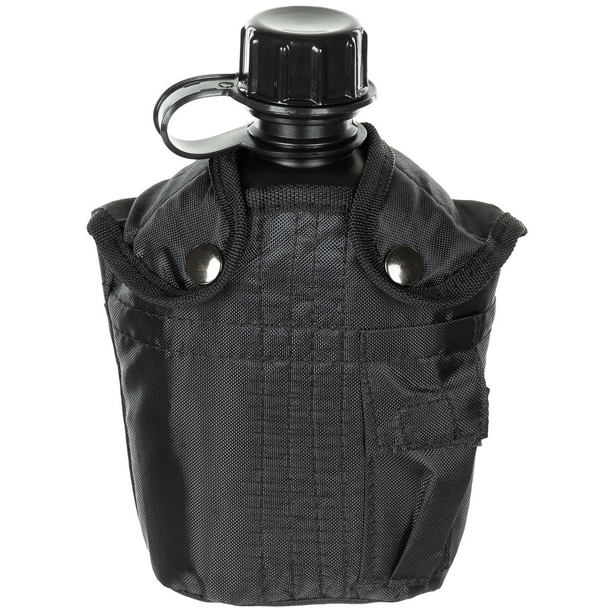 Cantimplora de campaña US 1 L con funda de nylon negra y bolsillo exterior