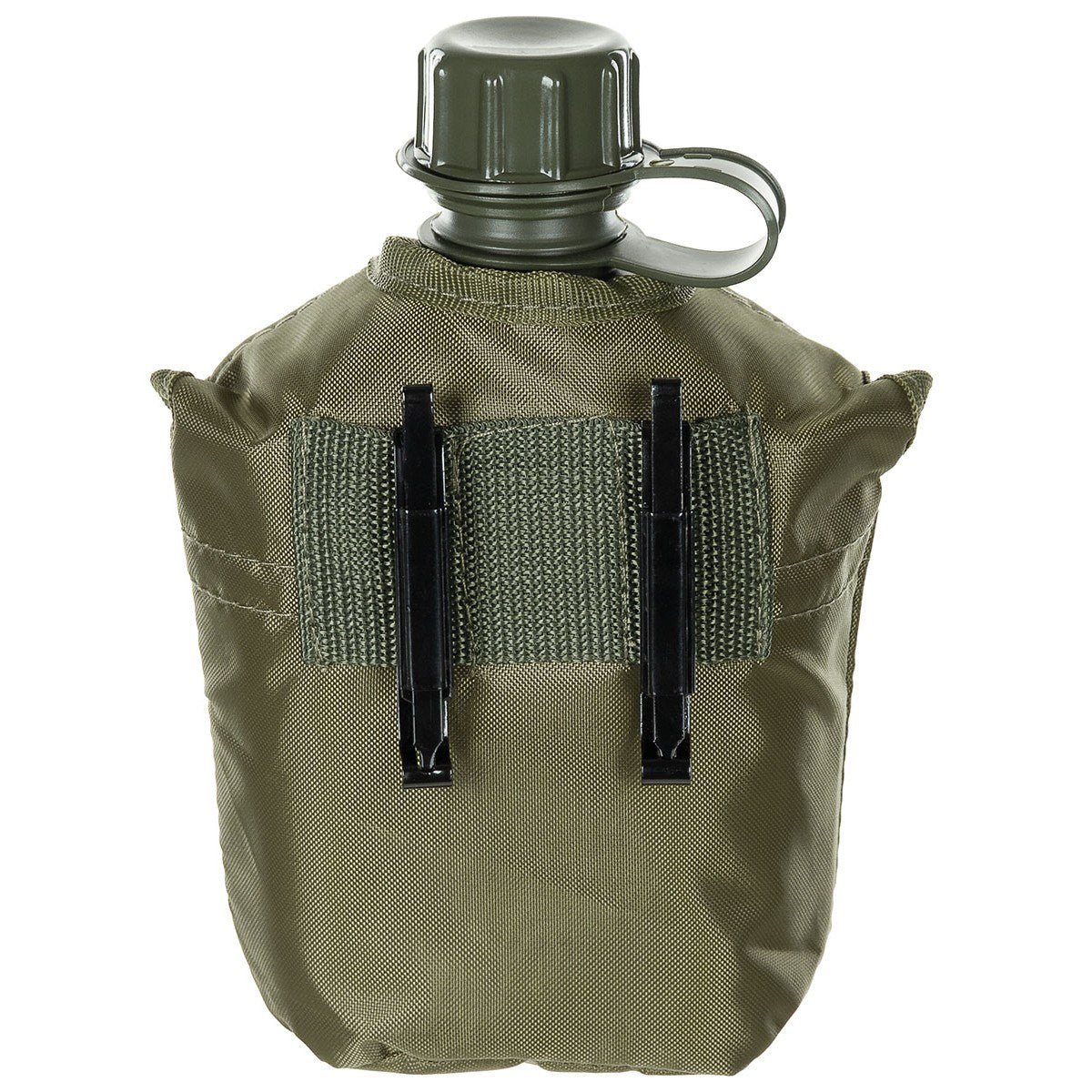Cantimplora de campaña US 1 L con funda de nylon negra y bolsillo exterior