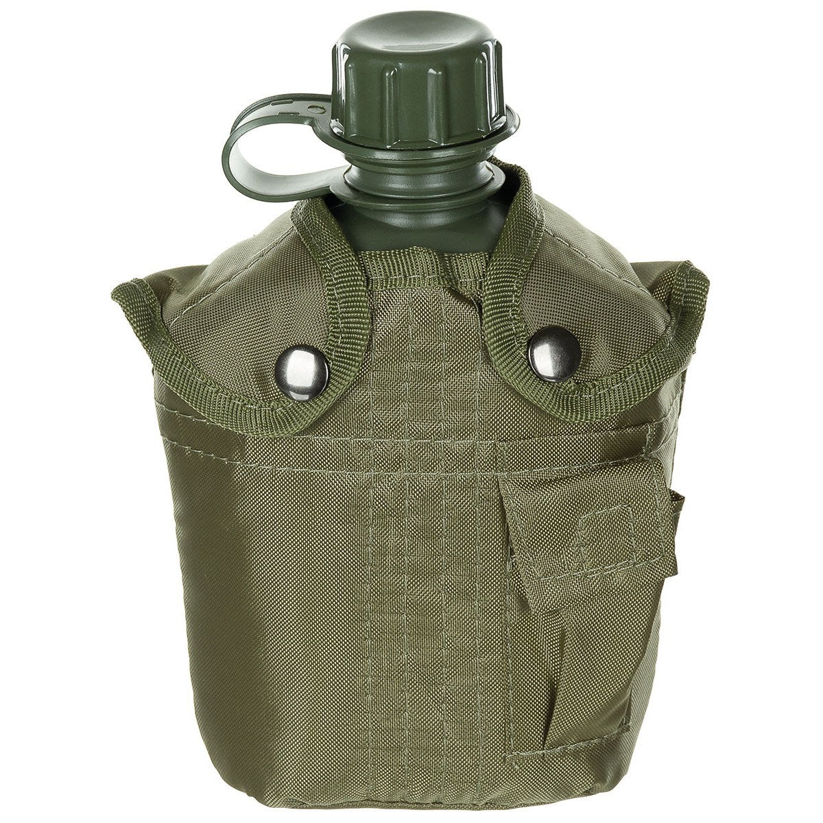 Cantimplora de campaña US 1 L con funda de nylon negra y bolsillo exterior