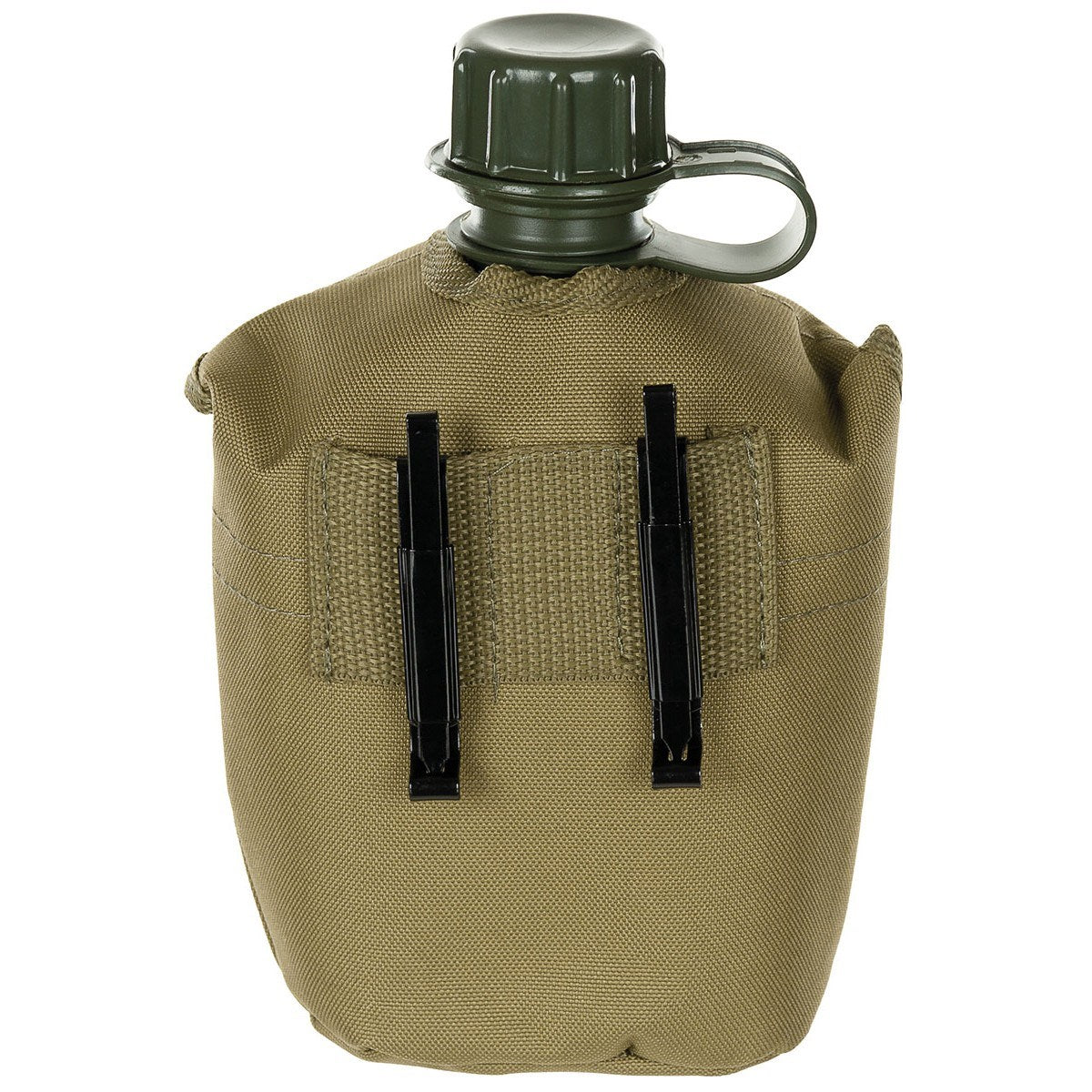 Cantimplora de campaña US 1 L con funda de nylon negra y bolsillo exterior