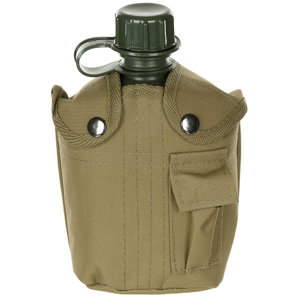 Cantimplora de campaña US 1 L con funda de nylon negra y bolsillo exterior